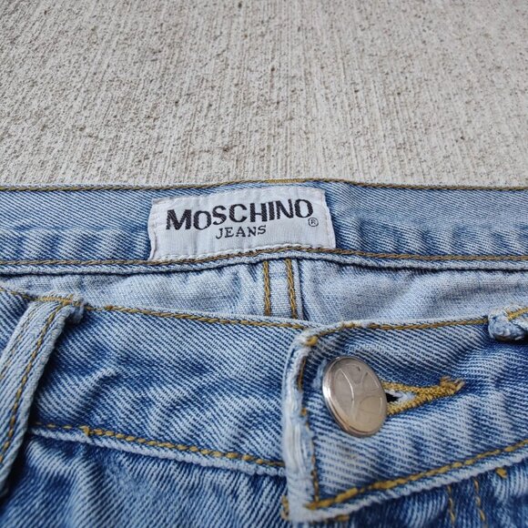 Vintage designer 'Moschino JEANS' light wash distressed denim jeans men's 32 - Picture 6 of 7